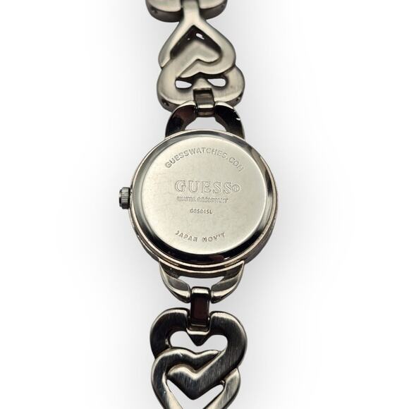 Guess Silver Rhinestone Heart Link Pink Dial Bracelet Watch - Picture 6 of 8